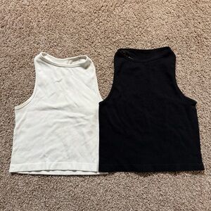 Free People intimately black and white racerback crop top set basic minimalist